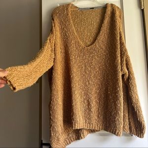 Free People Sweater Deep V-Neck Beach Cover Up Medium Large X large